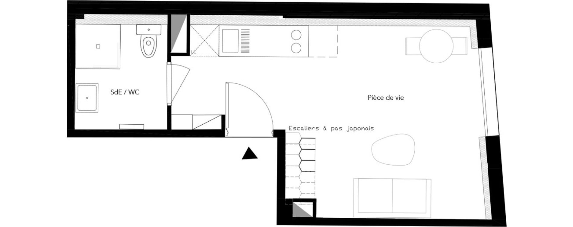 Duplex T2 de 33,98 m2 &agrave; Villeurbanne Buers - croix-luizet