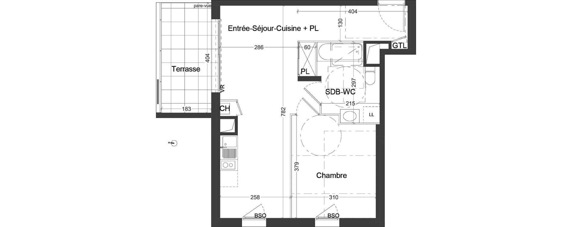 Appartement T2 de 44,94 m2 &agrave; Villeurbanne Ferrandi&egrave;re - maisons-neuves