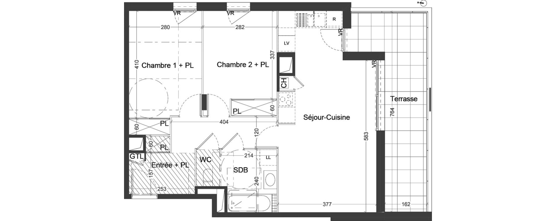 Appartement T3 de 65,18 m2 &agrave; Villeurbanne Ferrandi&egrave;re - maisons-neuves