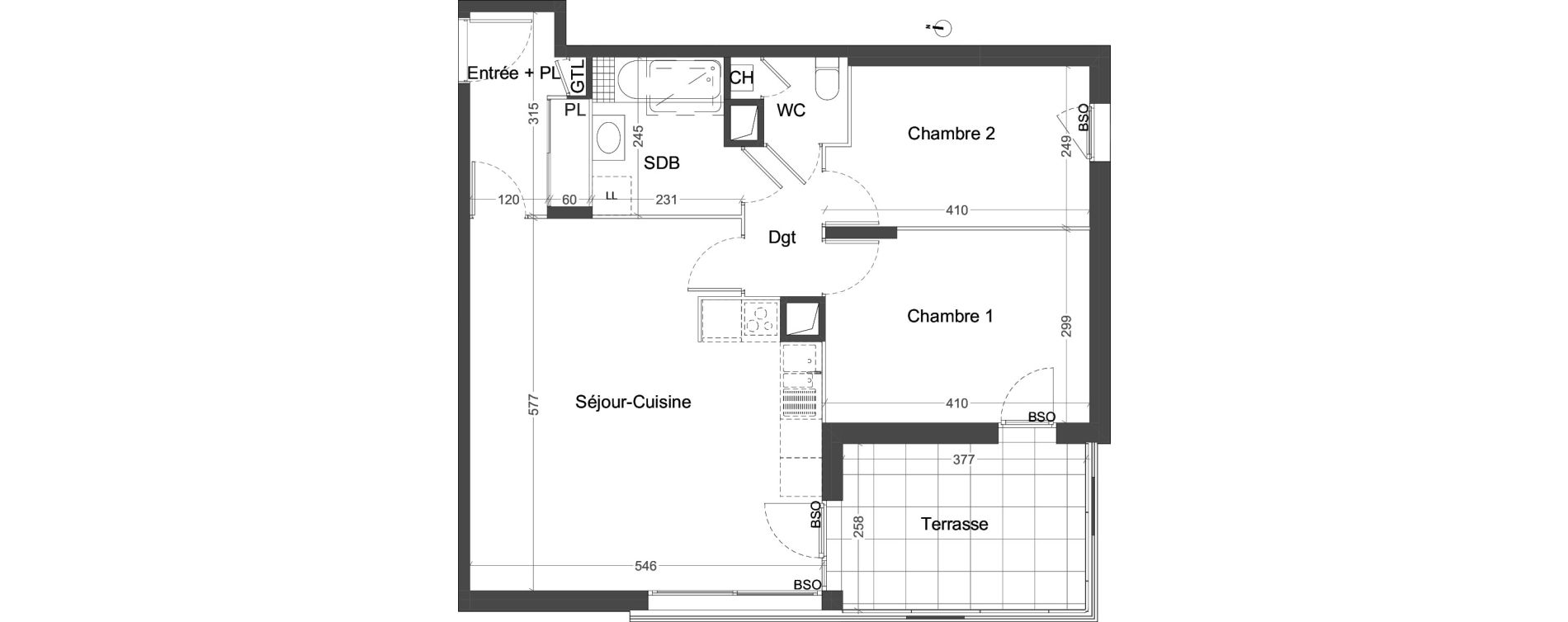 Appartement T3 de 66,52 m2 &agrave; Villeurbanne Ferrandi&egrave;re - maisons-neuves