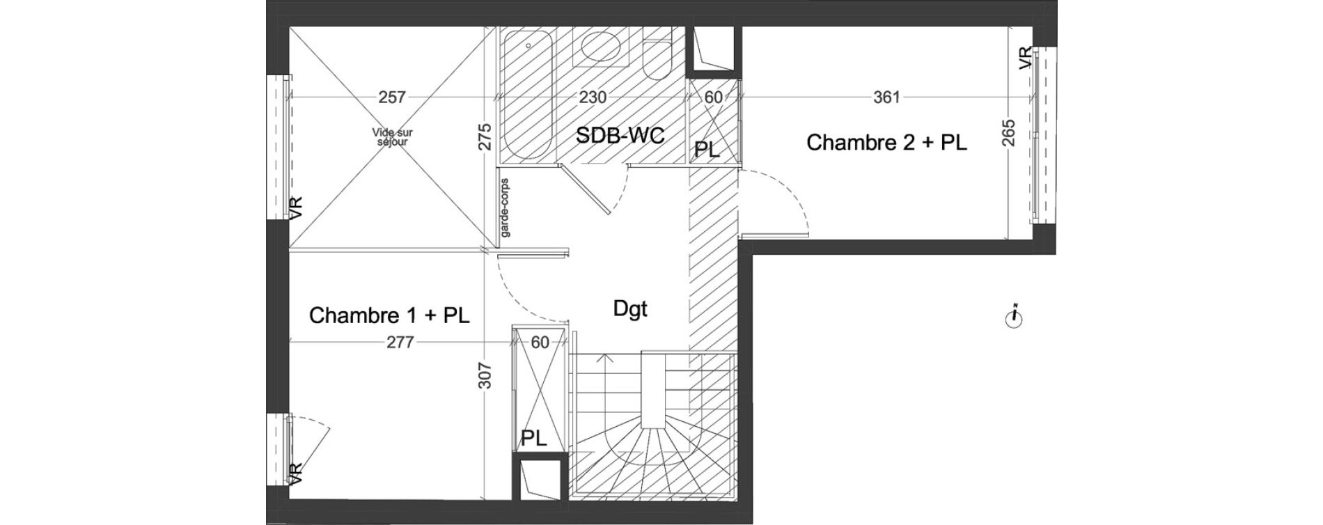 Duplex T3 de 70,56 m2 &agrave; Villeurbanne Ferrandi&egrave;re - maisons-neuves