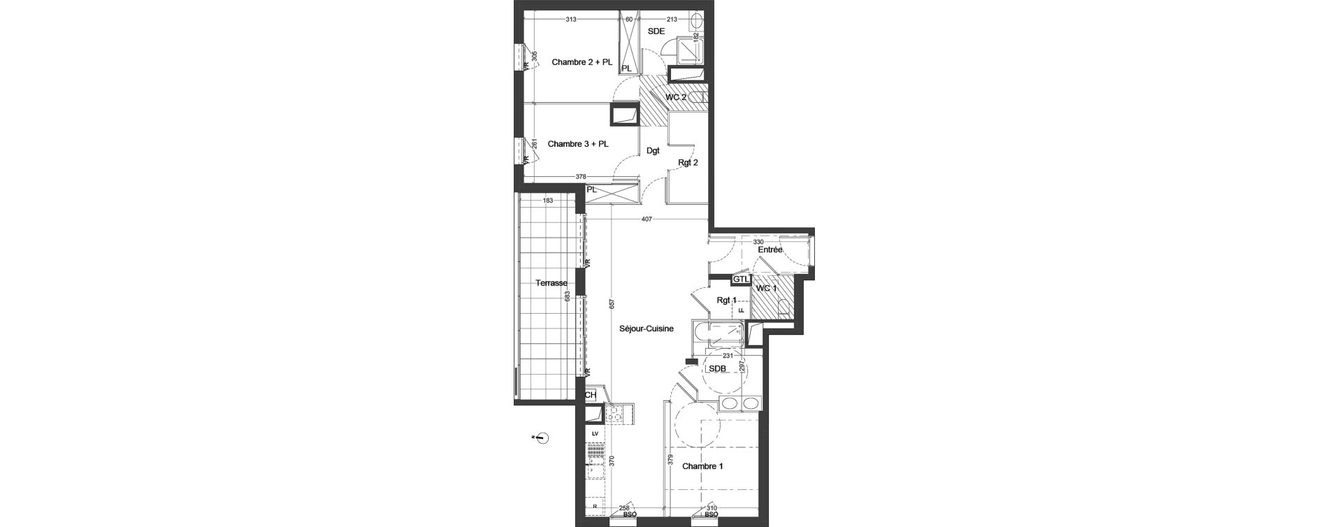 Appartement T4 de 94,34 m2 &agrave; Villeurbanne Ferrandi&egrave;re - maisons-neuves