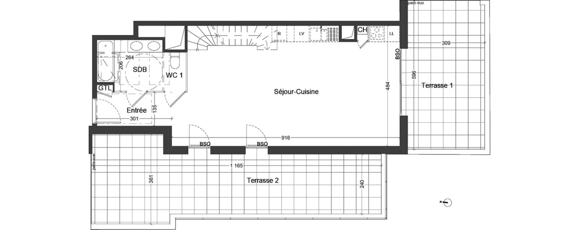 Duplex T4 de 90,10 m2 &agrave; Villeurbanne Ferrandi&egrave;re - maisons-neuves