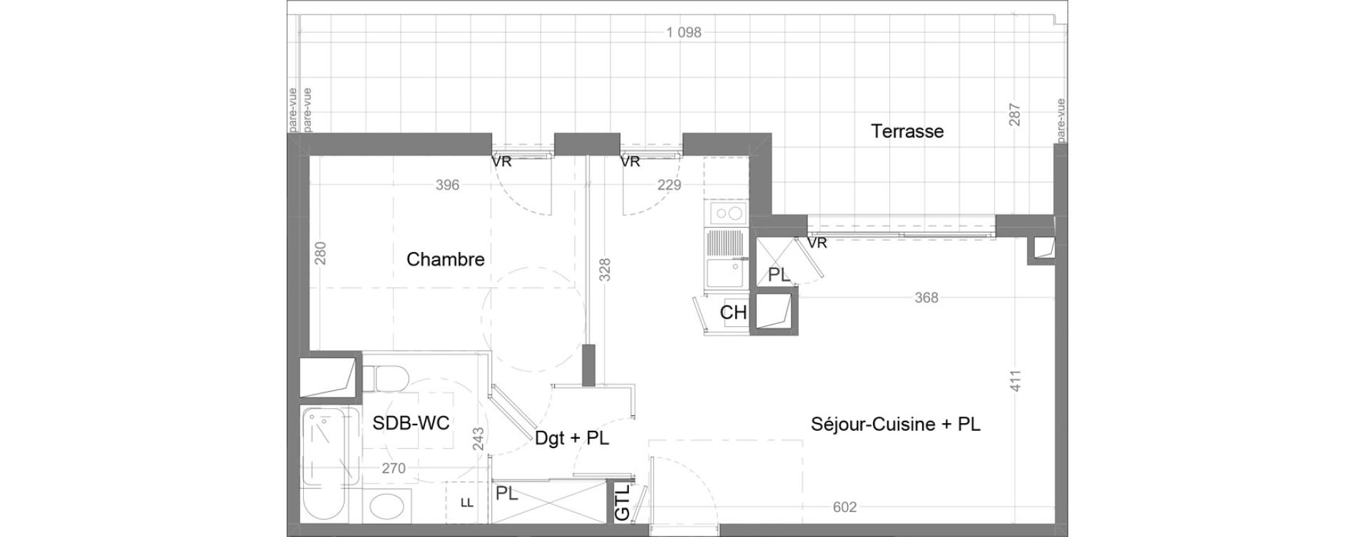 Appartement T2 de 49,25 m2 &agrave; Villeurbanne Ferrandi&egrave;re - maisons-neuves