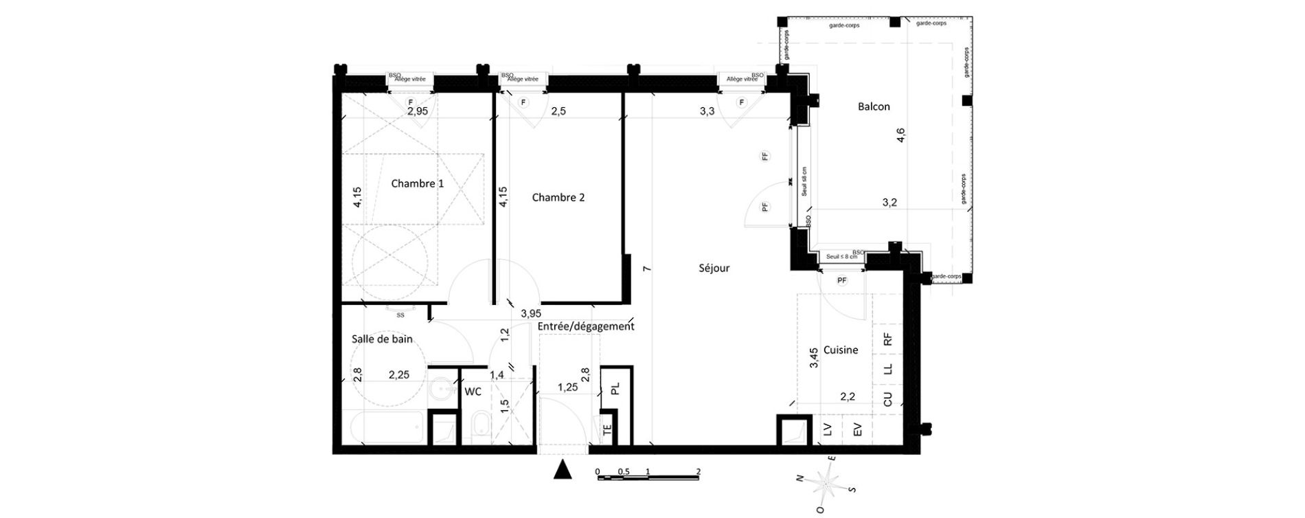 Appartement T3 de 67,19 m2 &agrave; Villeurbanne Centre