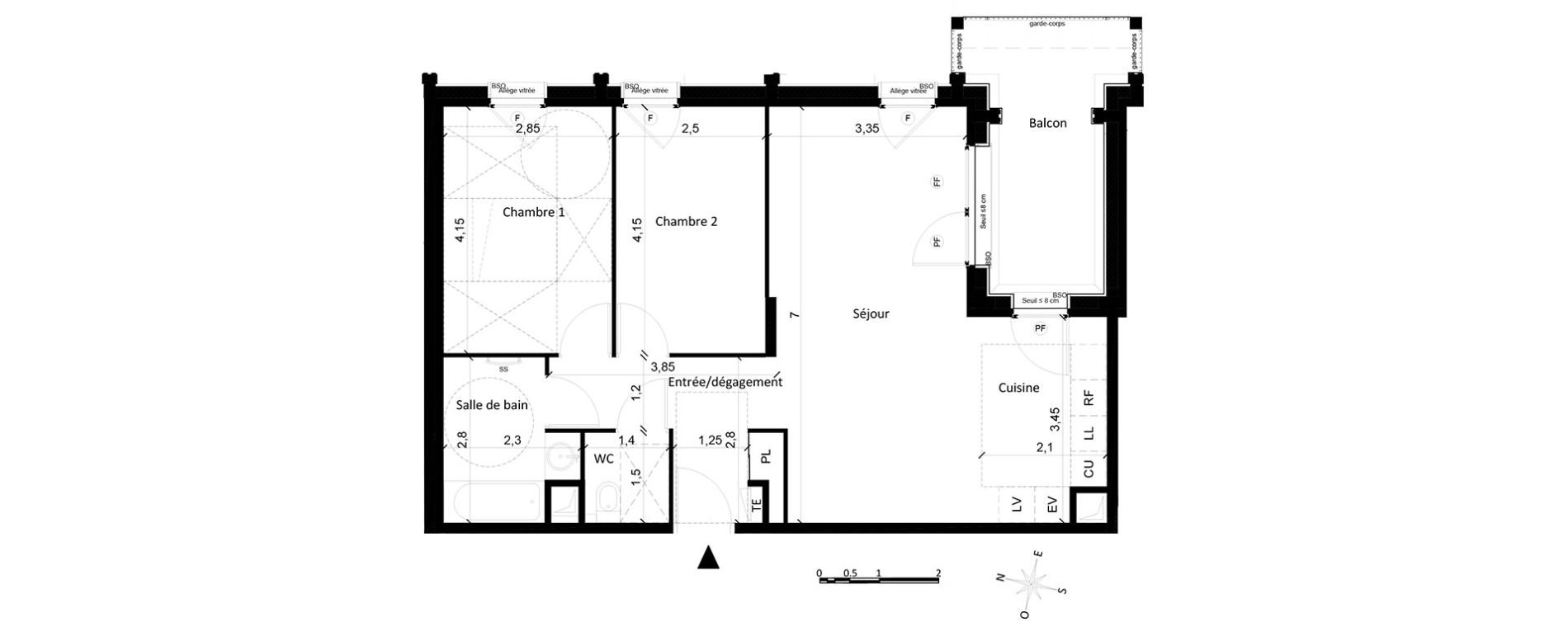 Appartement T3 de 66,75 m2 &agrave; Villeurbanne Centre