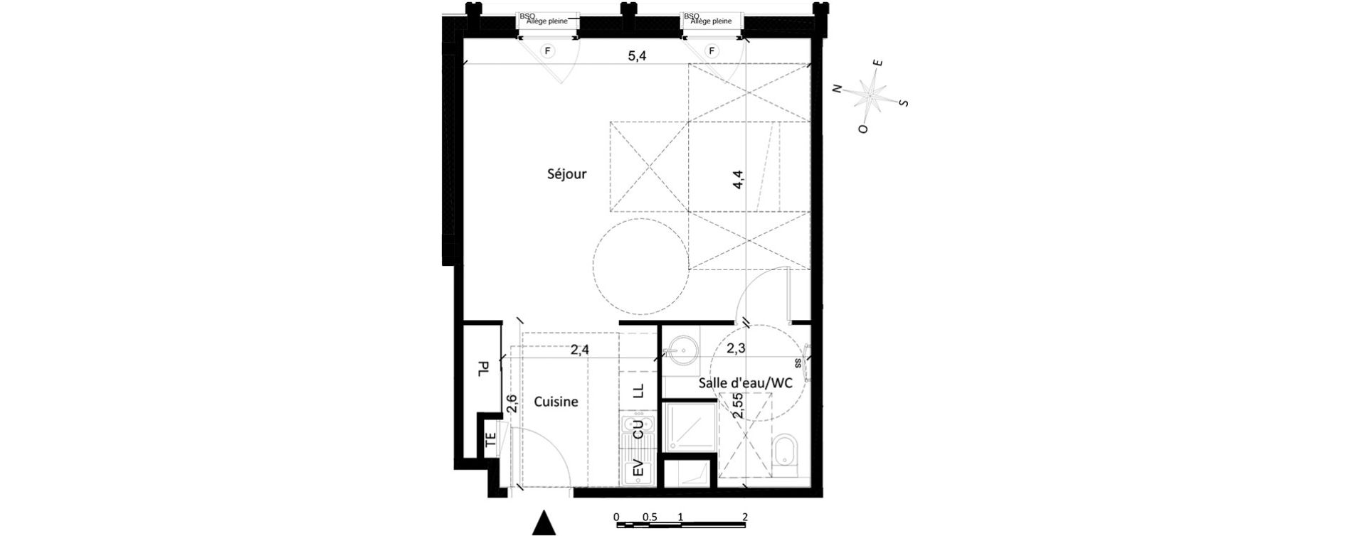 Appartement T1 de 36,21 m2 &agrave; Villeurbanne Centre