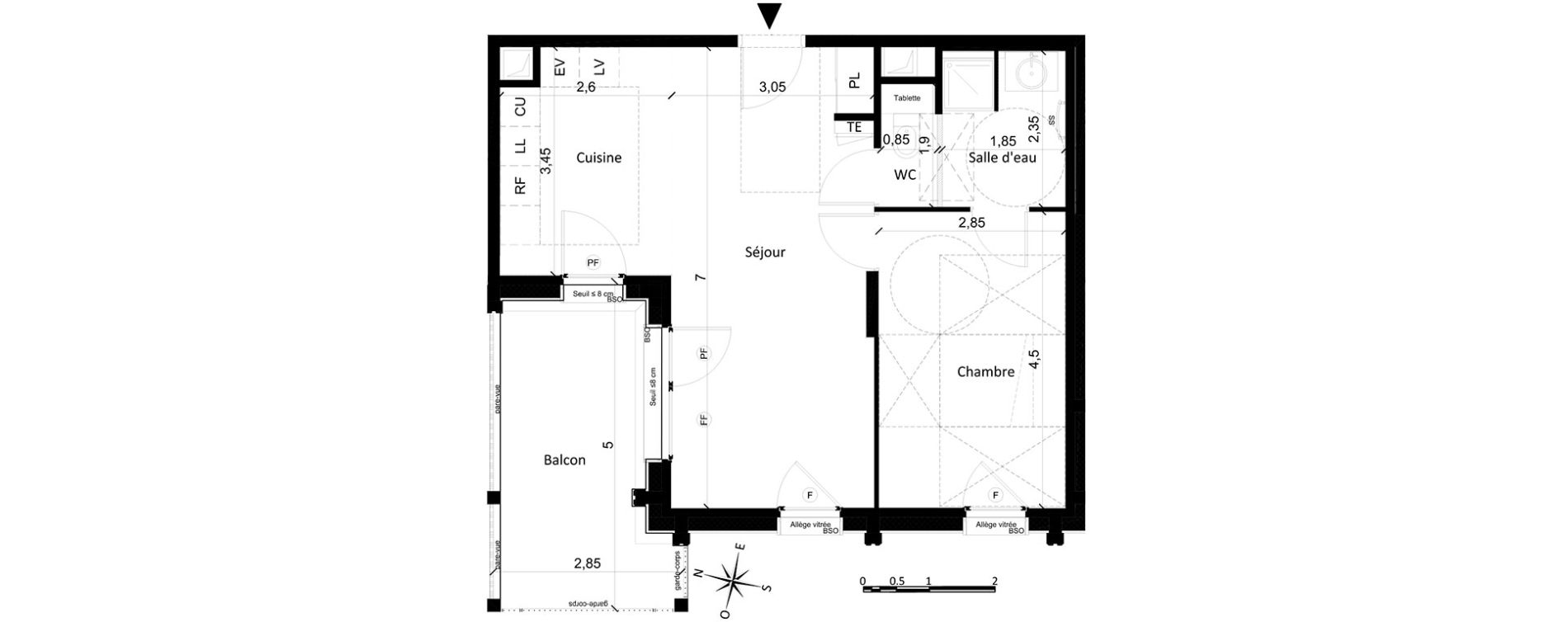 Appartement T2 de 48,11 m2 &agrave; Villeurbanne Centre