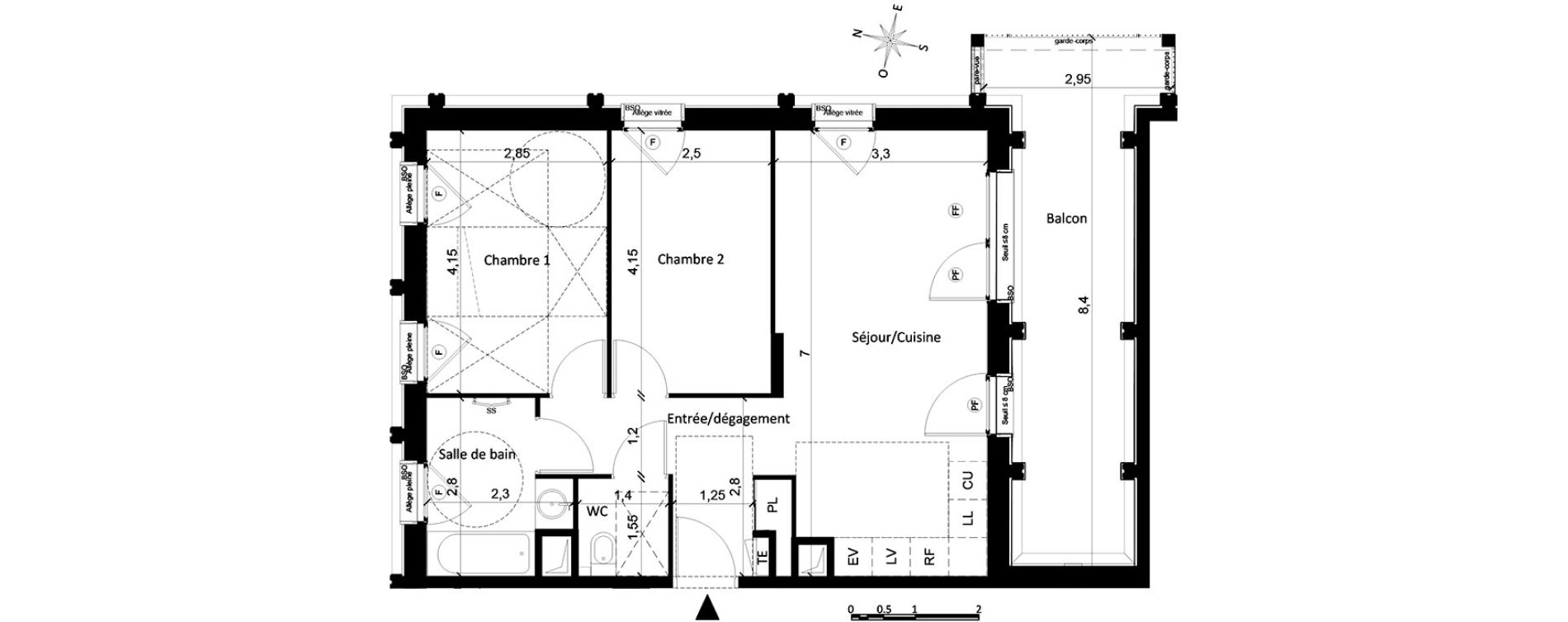 Appartement T3 de 58,55 m2 &agrave; Villeurbanne Centre