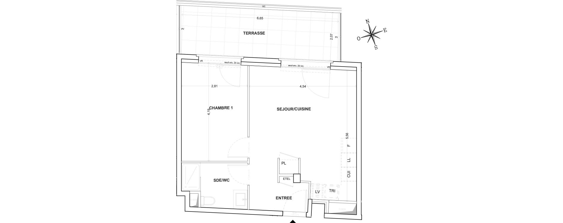 Appartement T2 de 42,40 m2 &agrave; Villeurbanne Gratte-ciel - dedieu - charmettes