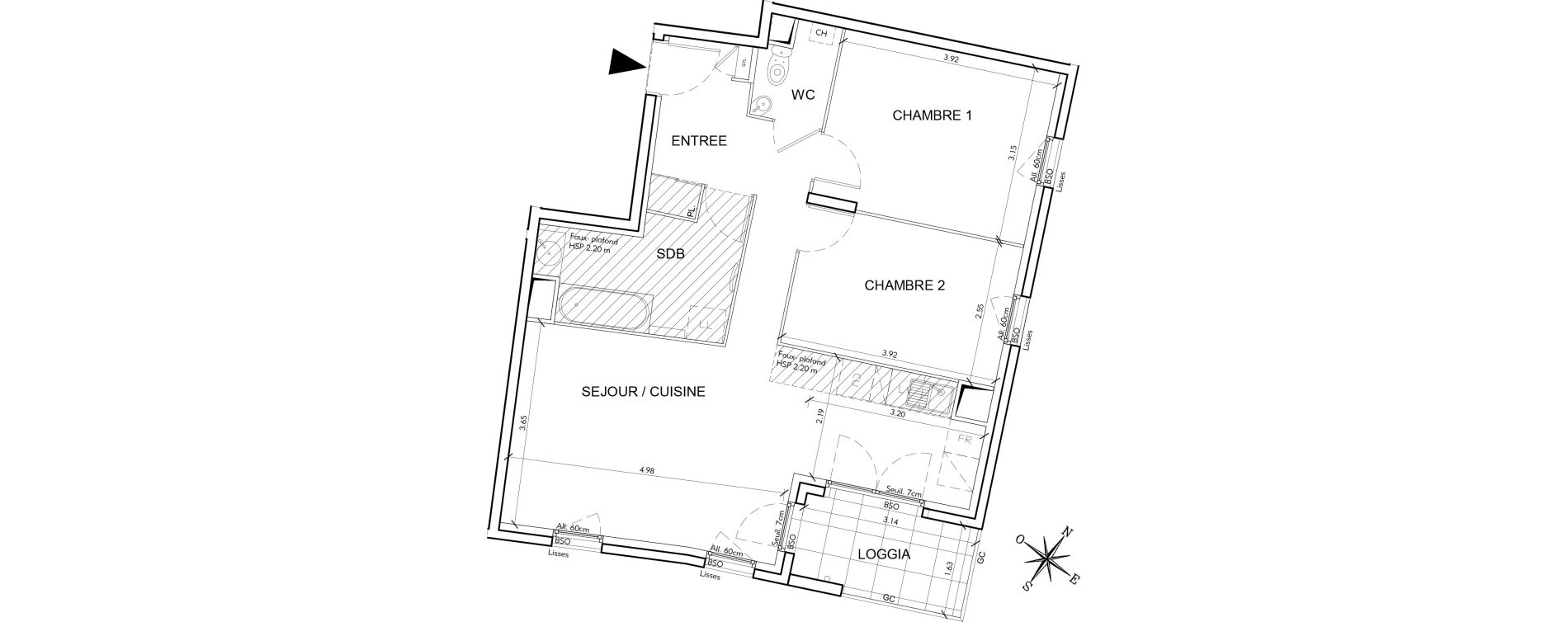 Appartement T3 de 65,53 m2 &agrave; Villeurbanne Perraliere - grandclement