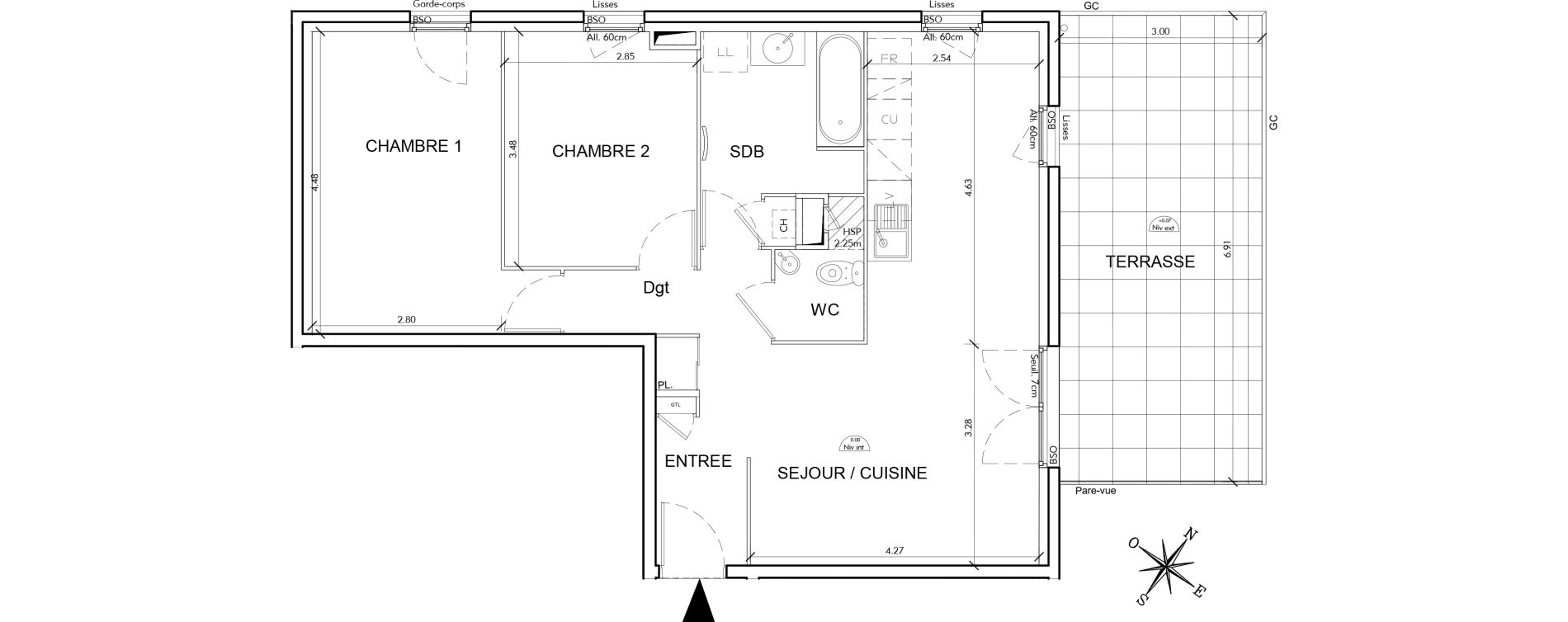 Appartement T3 de 65,66 m2 &agrave; Villeurbanne Perraliere - grandclement
