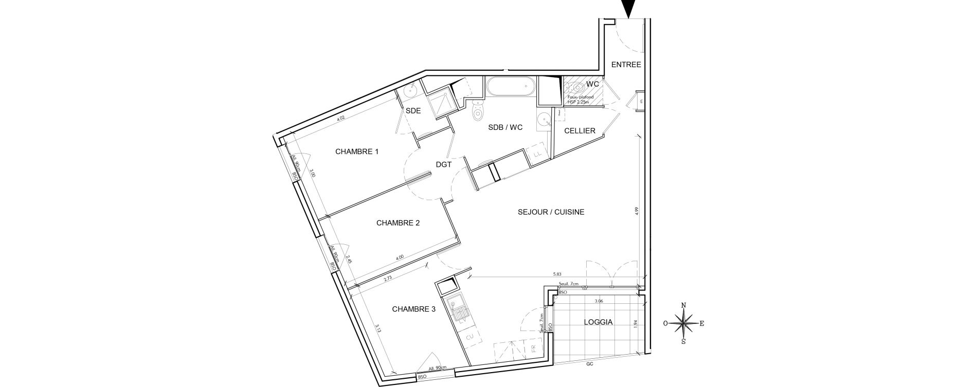 Appartement T4 de 87,74 m2 &agrave; Villeurbanne Perraliere - grandclement
