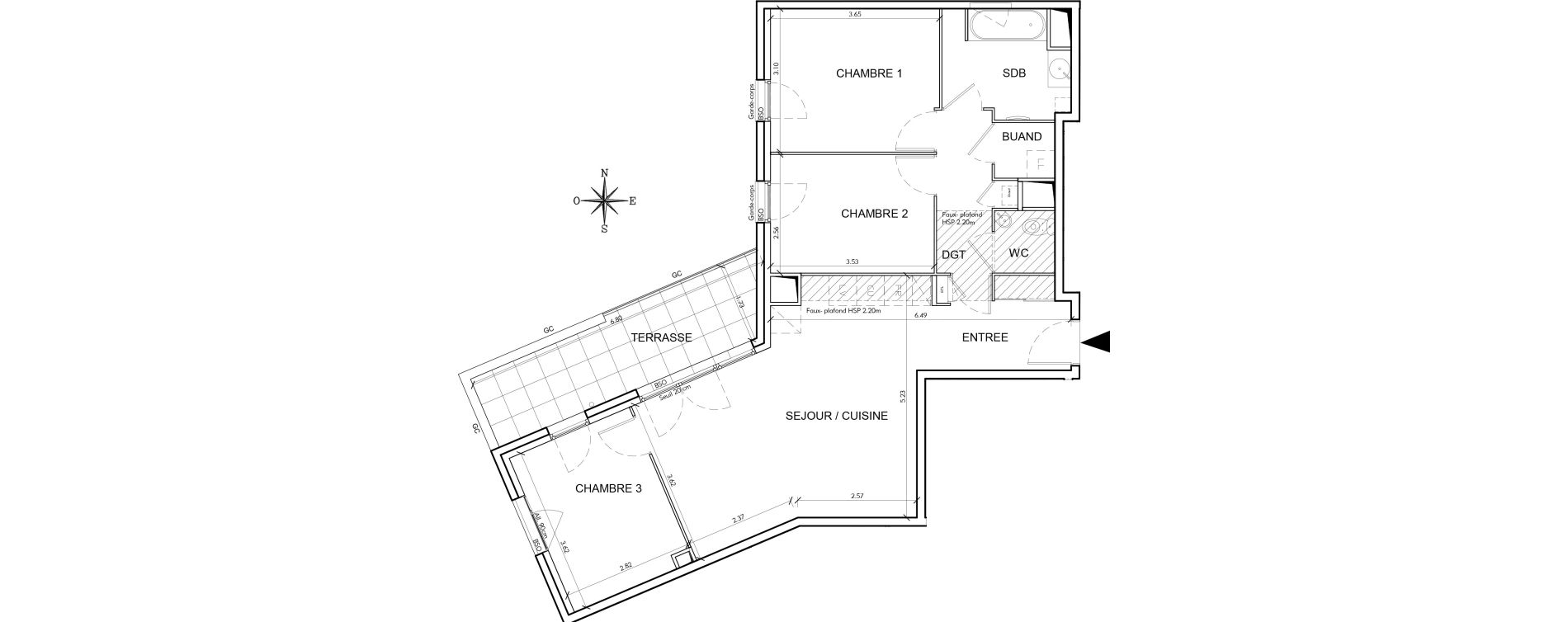 Appartement T4 de 75,12 m2 &agrave; Villeurbanne Perraliere - grandclement