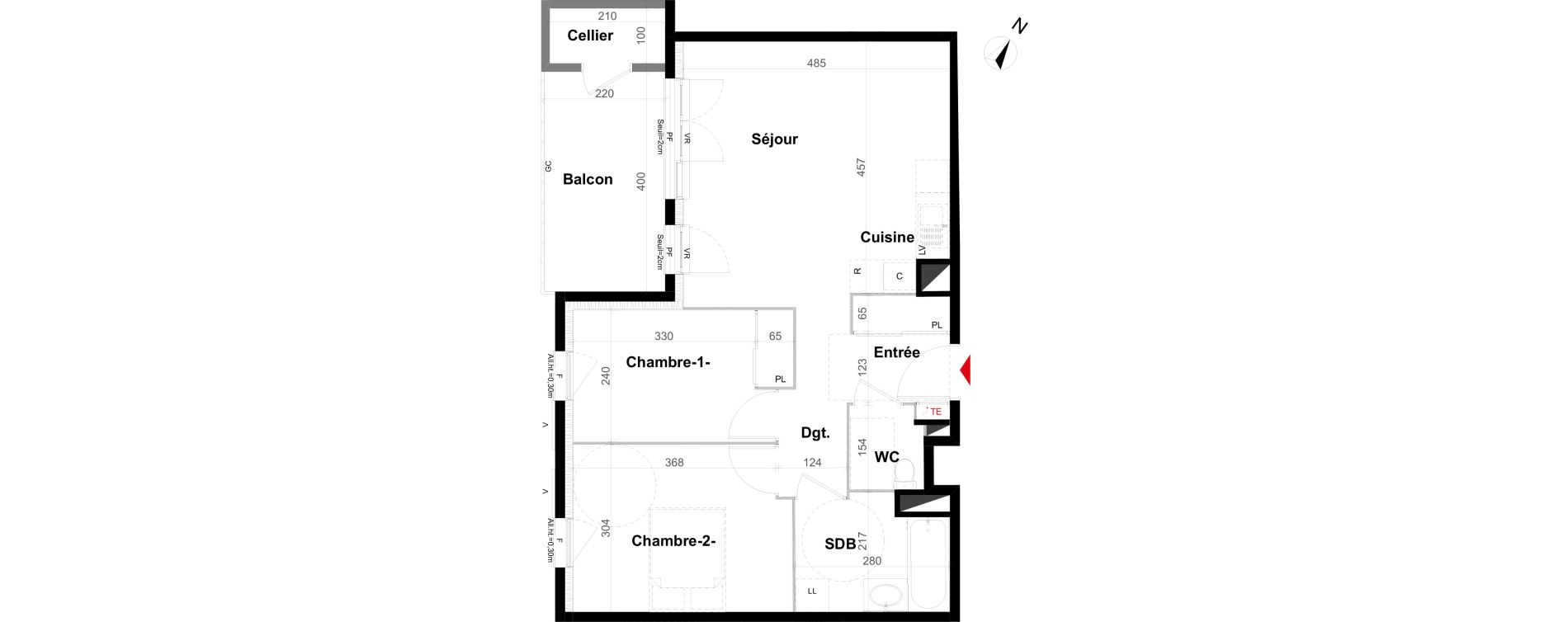 Appartement T3 de 59,40 m2 &agrave; Villeurbanne Gratte-ciel - dedieu - charmettes