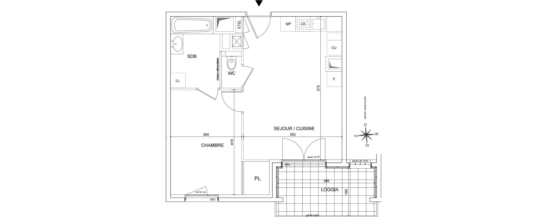 Appartement T2 de 42,25 m2 &agrave; Villeurbanne 