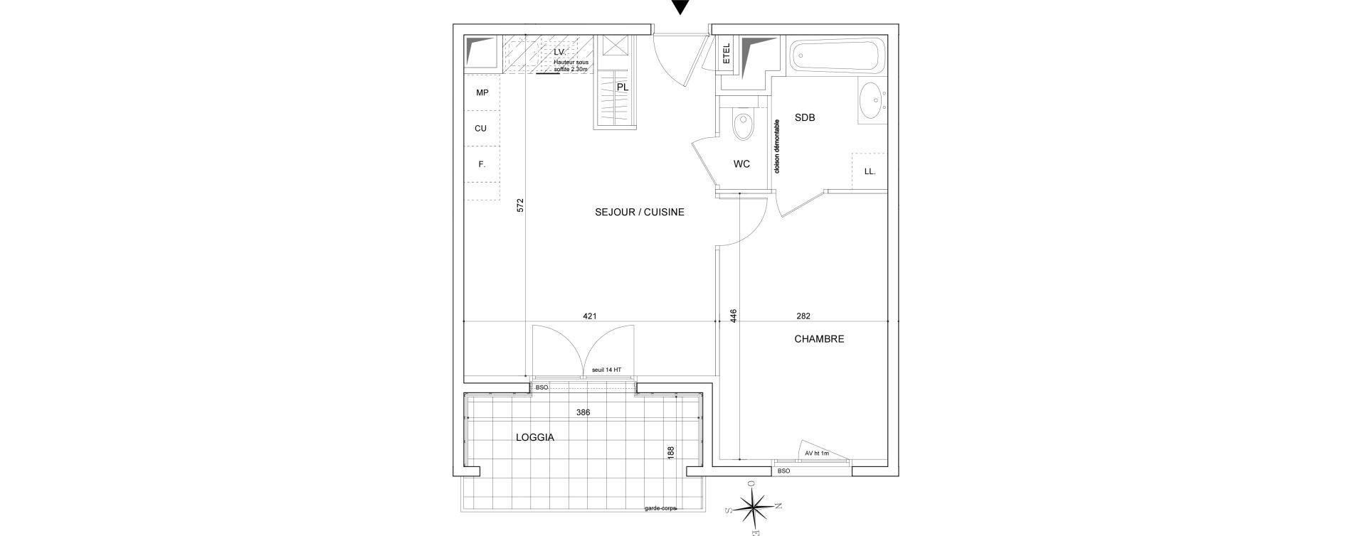 Appartement T2 de 42,15 m2 &agrave; Villeurbanne 
