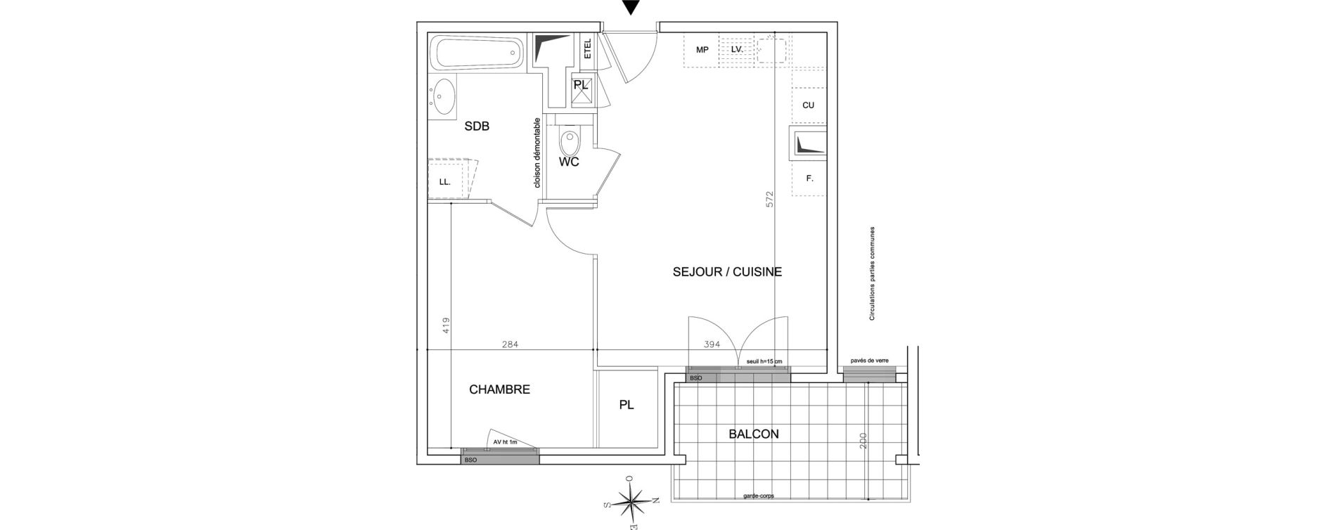 Appartement T2 de 42,25 m2 &agrave; Villeurbanne 