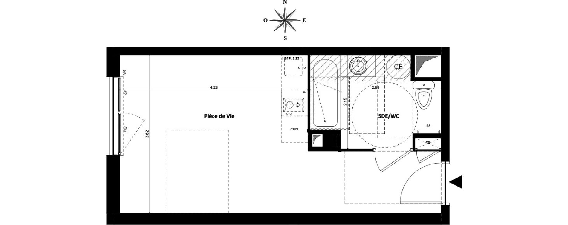 Appartement T1 de 25,30 m2 &agrave; Villeurbanne Gratte-ciel - dedieu - charmettes
