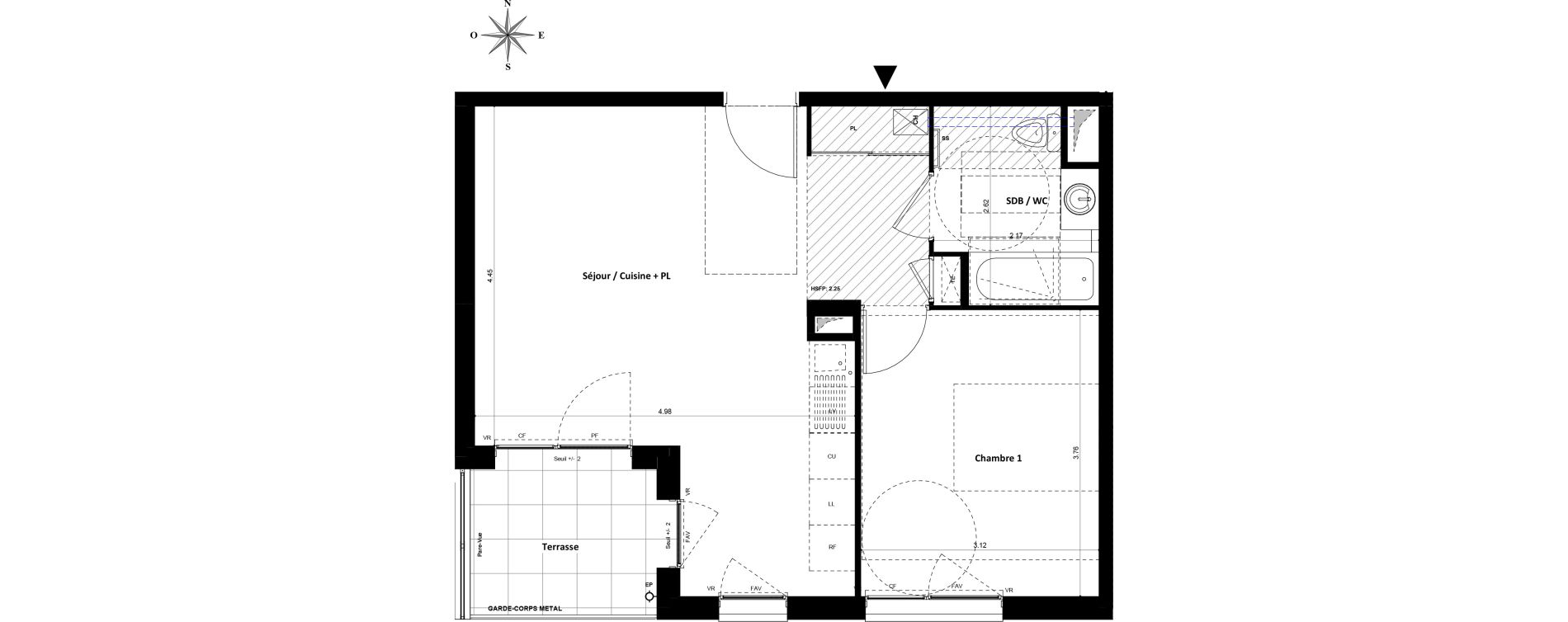 Appartement T2 de 45,47 m2 &agrave; Villeurbanne Gratte-ciel - dedieu - charmettes