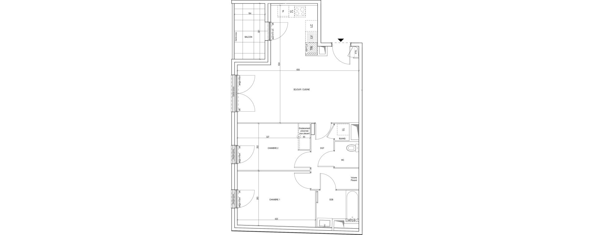 Appartement T3 de 64,70 m2 &agrave; Villeurbanne Gratte-ciel - dedieu - charmettes