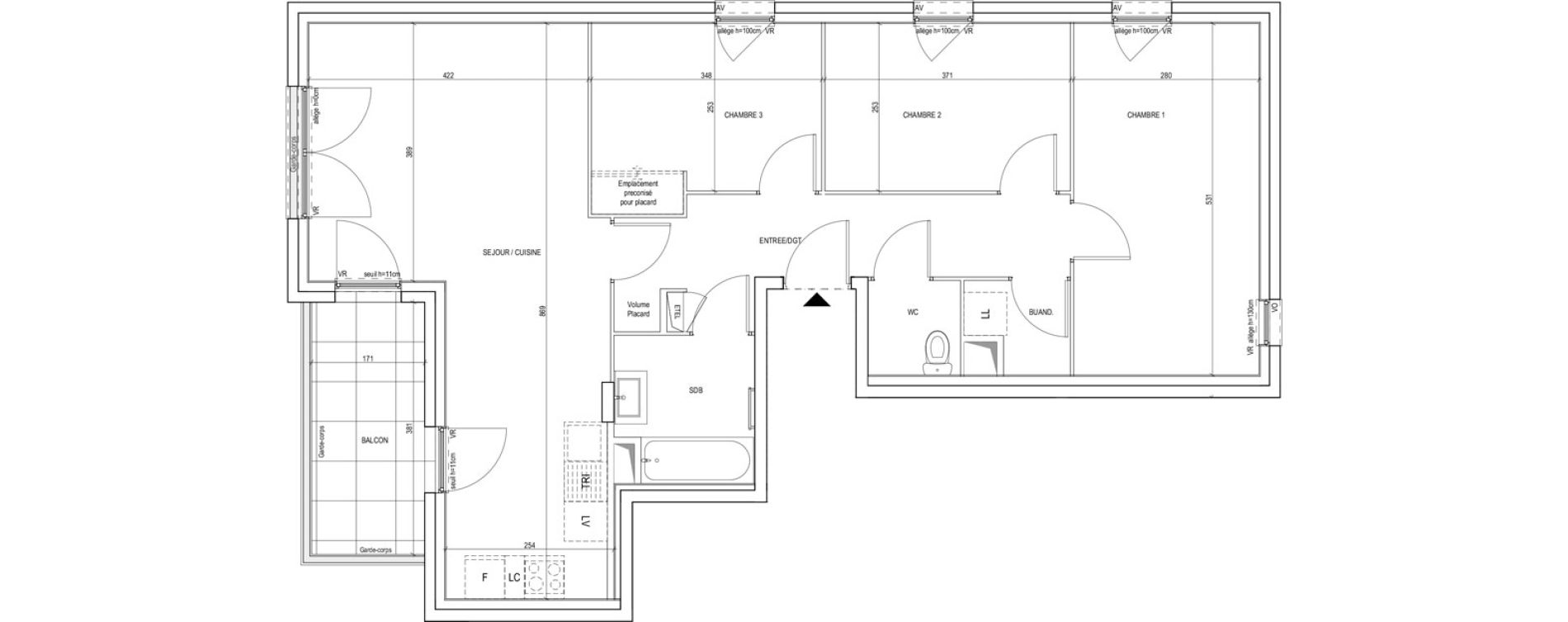 Appartement T4 de 80,30 m2 &agrave; Villeurbanne Gratte-ciel - dedieu - charmettes