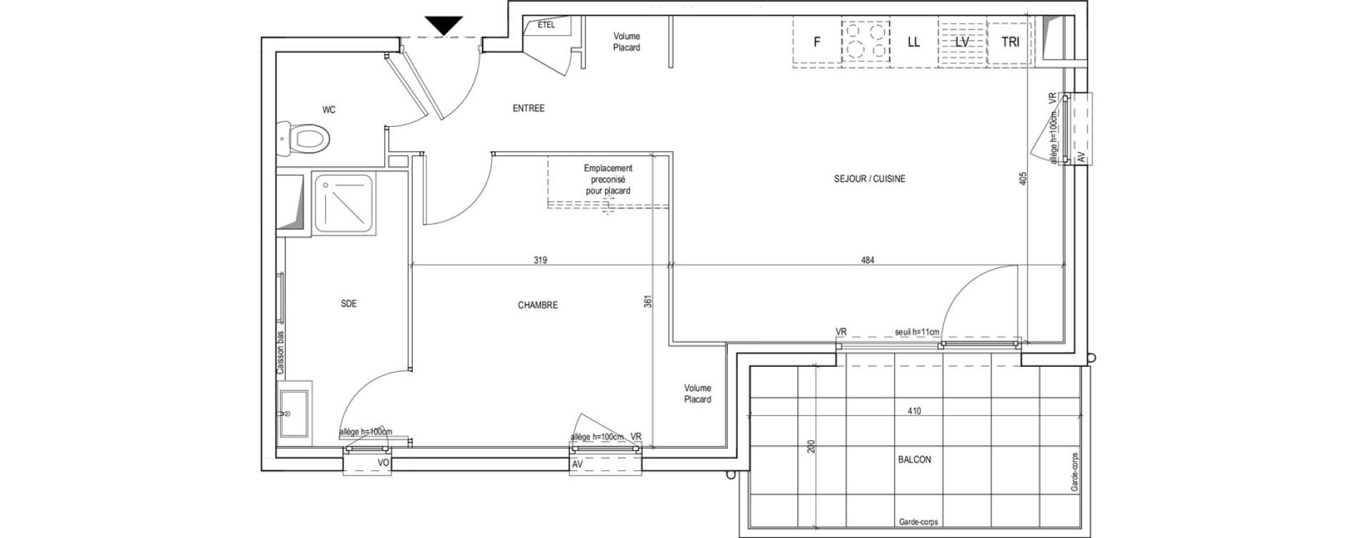 Appartement T2 de 43,50 m2 &agrave; Villeurbanne Gratte-ciel - dedieu - charmettes