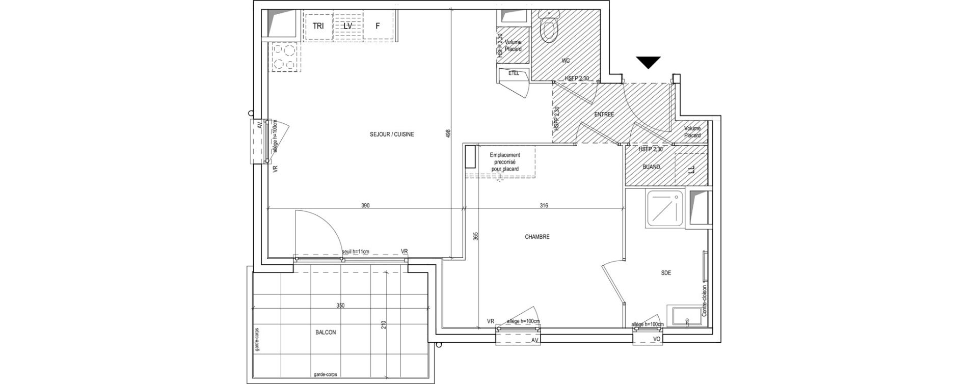 Appartement T2 de 45,50 m2 &agrave; Villeurbanne Gratte-ciel - dedieu - charmettes