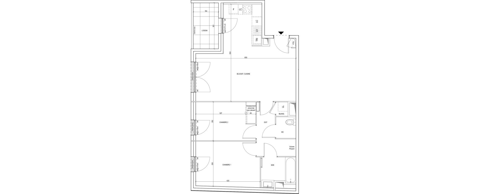 Appartement T3 de 64,70 m2 &agrave; Villeurbanne Gratte-ciel - dedieu - charmettes