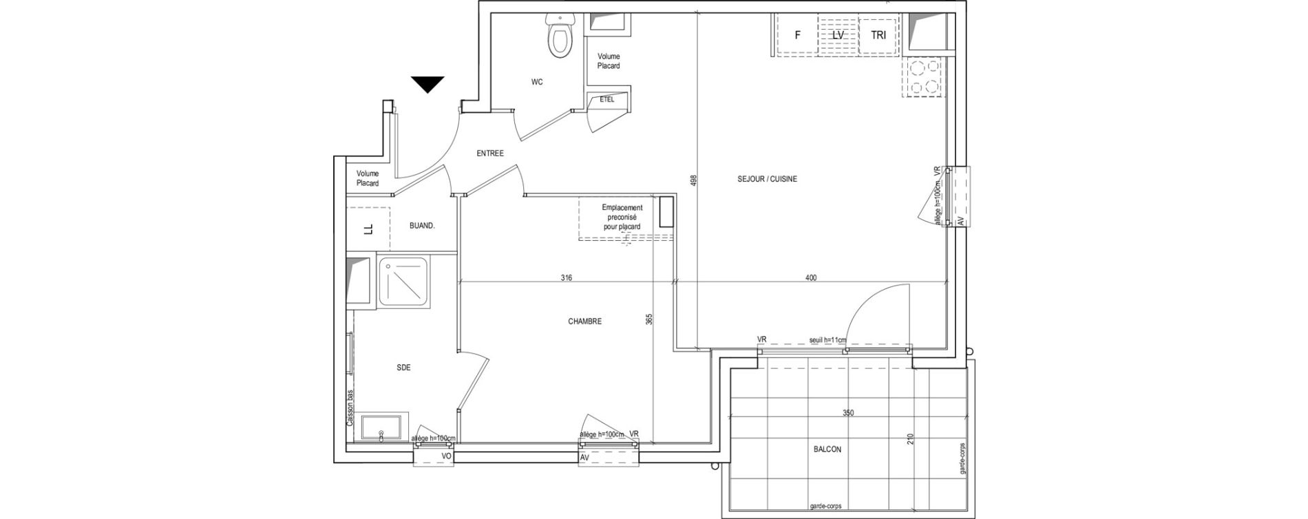 Appartement T2 de 45,90 m2 &agrave; Villeurbanne Gratte-ciel - dedieu - charmettes