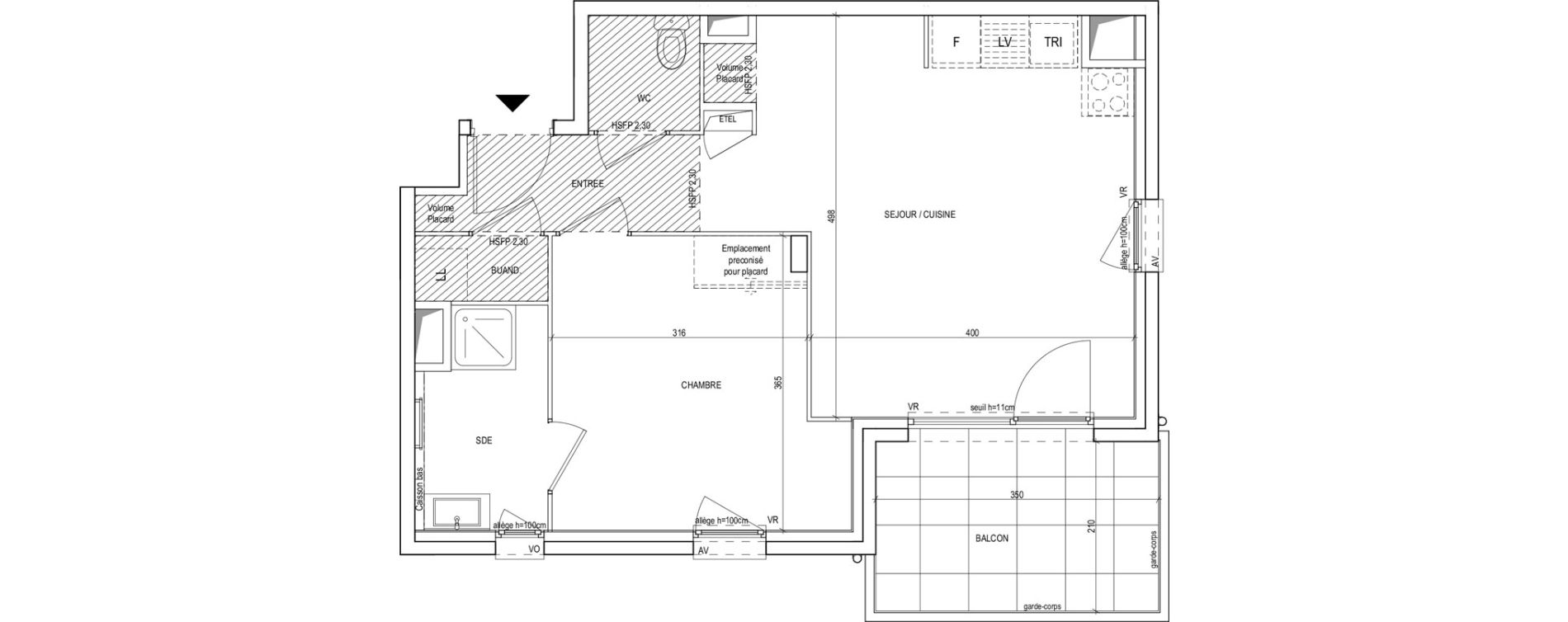 Appartement T2 de 45,90 m2 &agrave; Villeurbanne Gratte-ciel - dedieu - charmettes