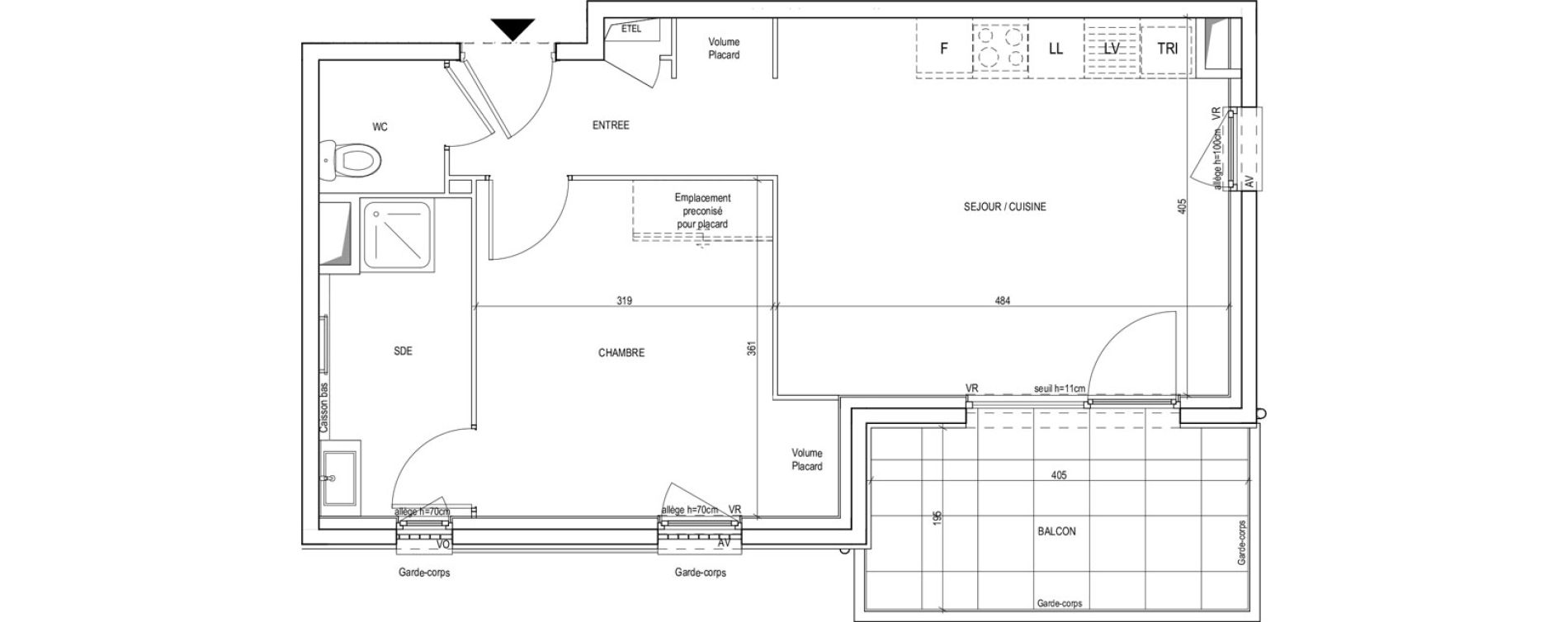 Appartement T2 de 43,50 m2 &agrave; Villeurbanne Gratte-ciel - dedieu - charmettes