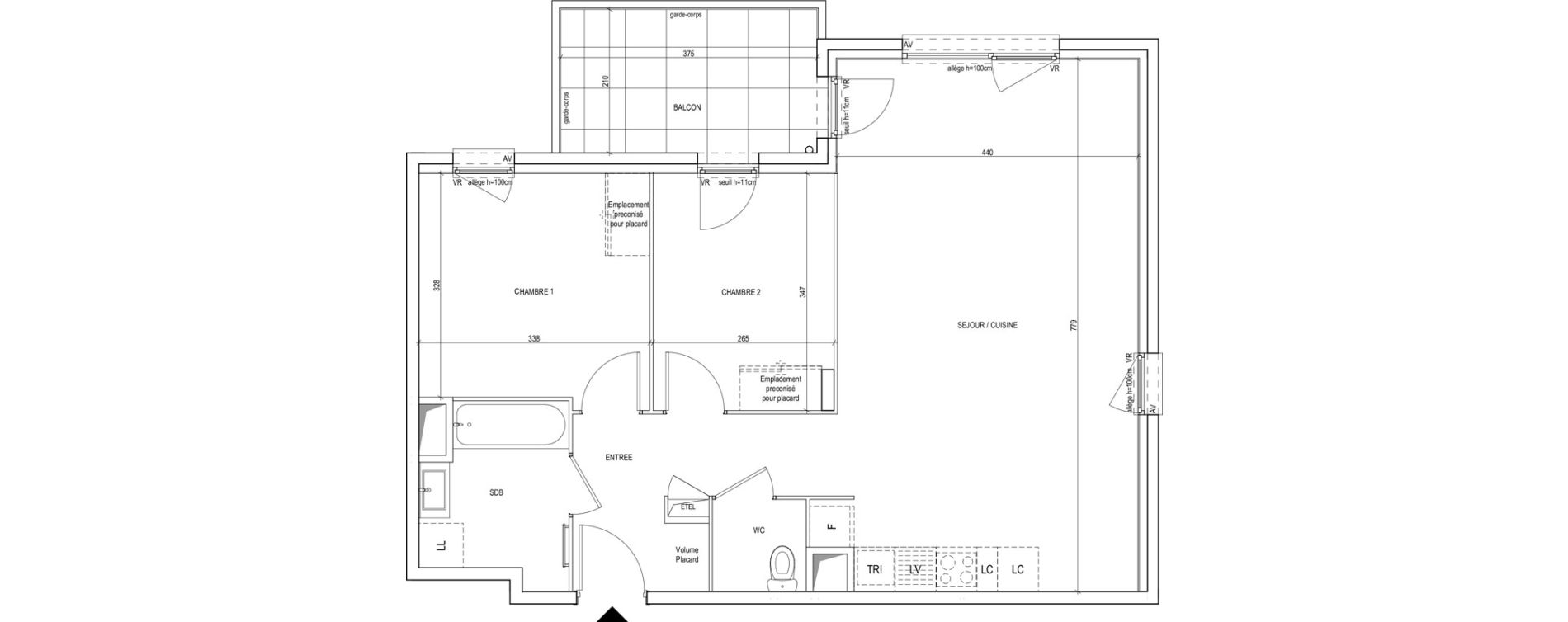 Appartement T3 de 69,10 m2 &agrave; Villeurbanne Gratte-ciel - dedieu - charmettes