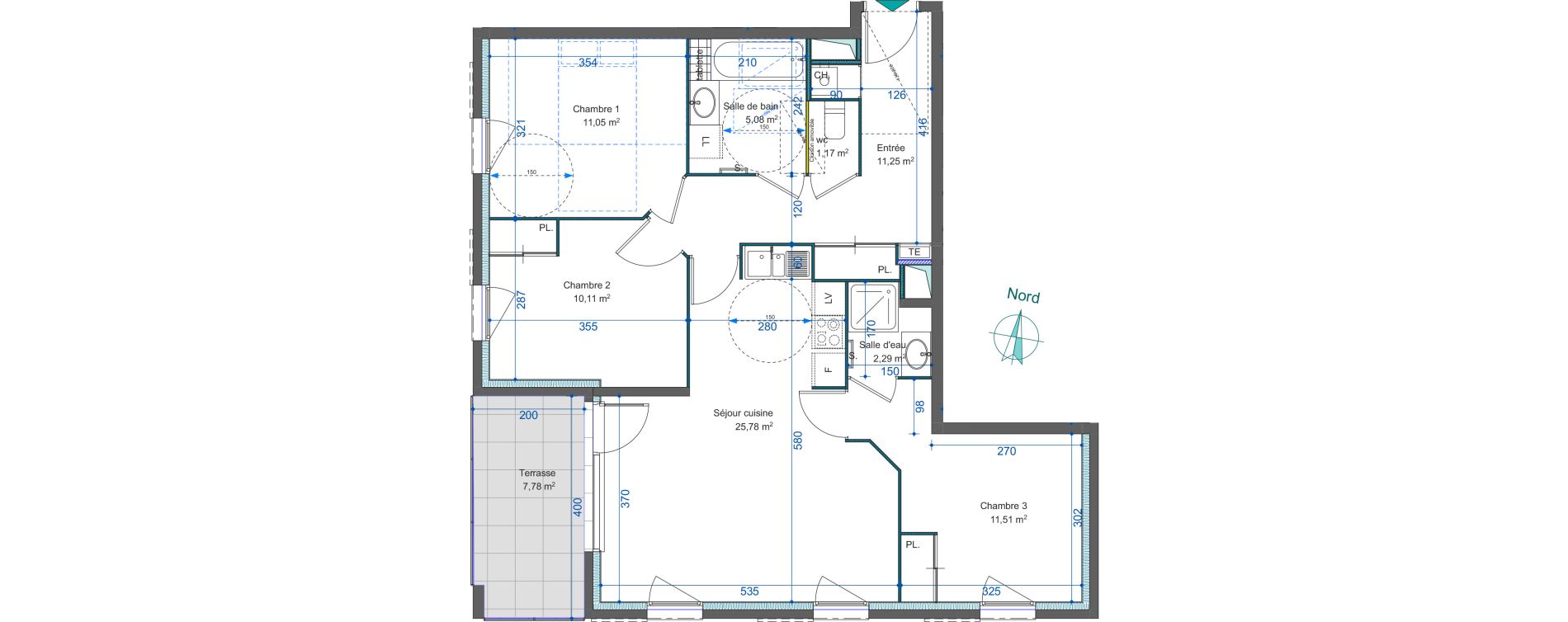 Appartement T4 de 78,24 m2 &agrave; Villeurbanne Buers - croix-luizet