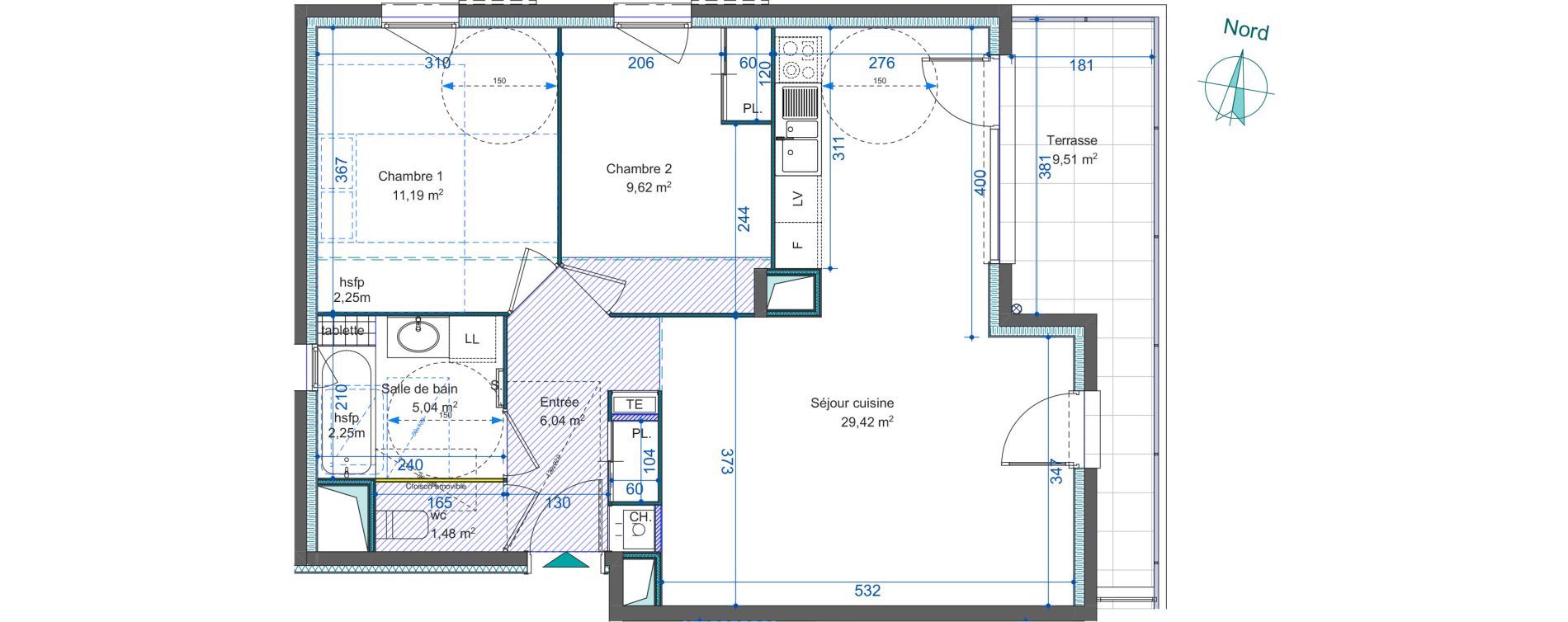 Appartement T3 de 62,79 m2 &agrave; Villeurbanne Buers - croix-luizet