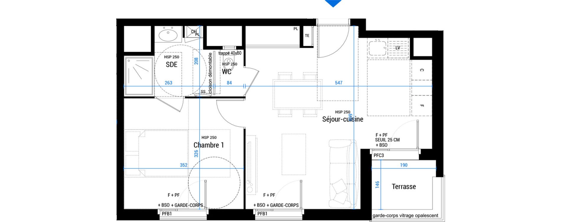 Appartement T2 de 41,40 m2 &agrave; Villeurbanne Charless hernu