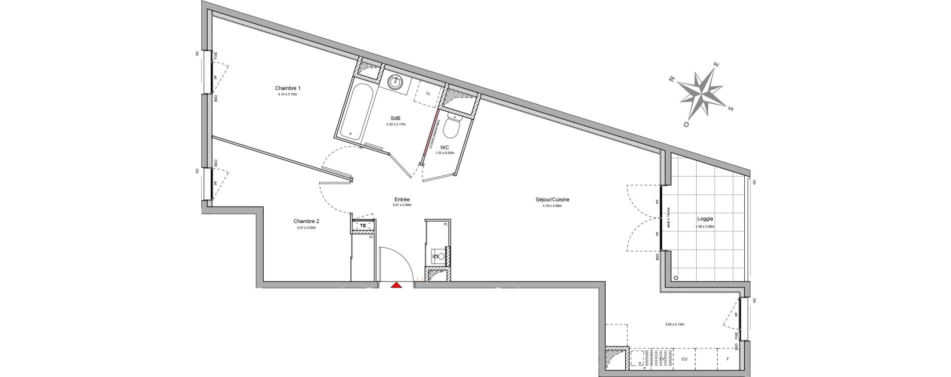 Appartement T3 de 67,95 m2 &agrave; Villeurbanne Buers - croix-luizet