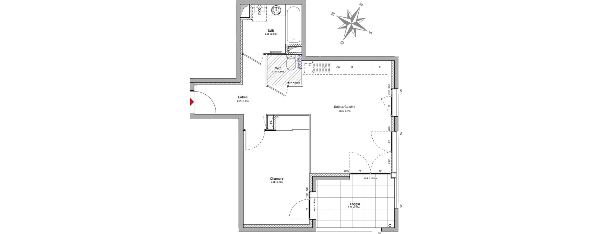 Appartement T2 de 44,31 m2 &agrave; Villeurbanne Buers - croix-luizet