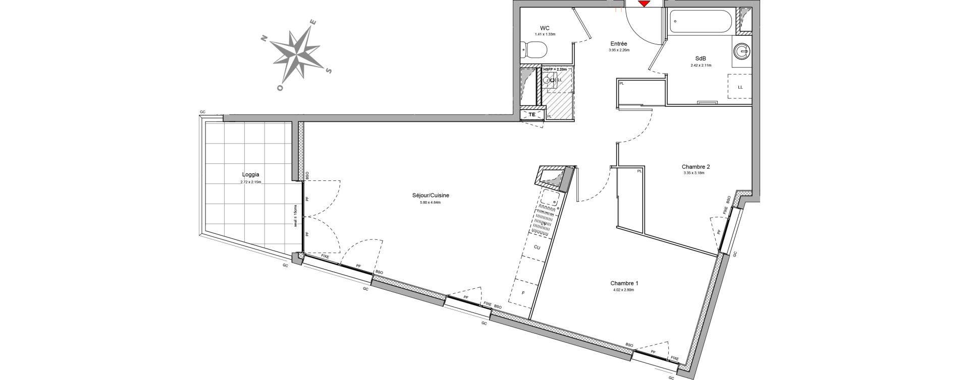 Appartement T3 de 63,83 m2 &agrave; Villeurbanne Buers - croix-luizet