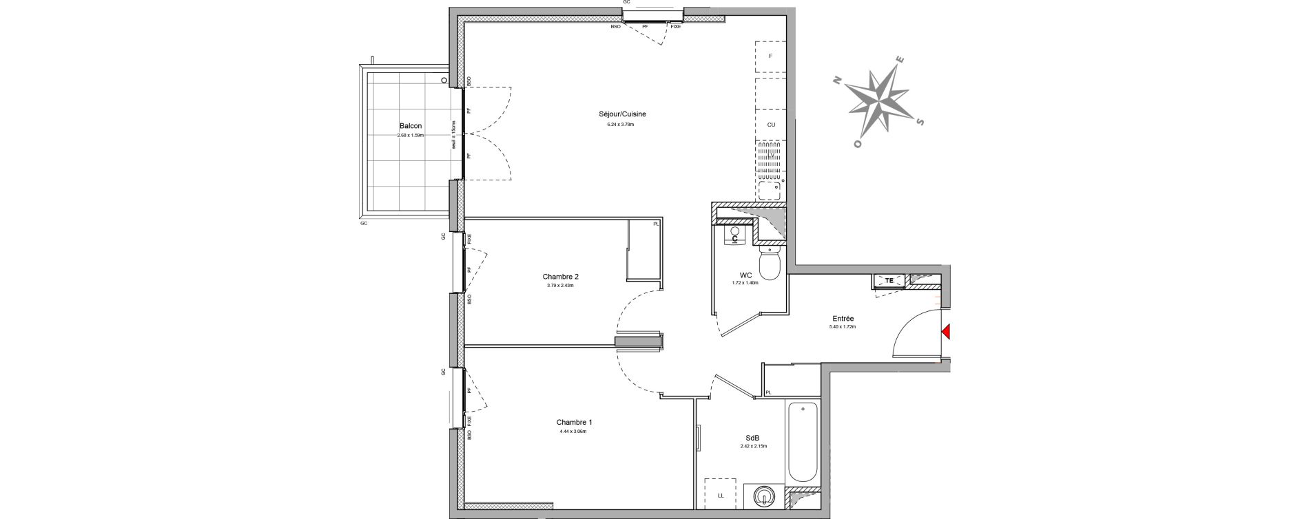 Appartement T3 de 63,18 m2 &agrave; Villeurbanne Buers - croix-luizet