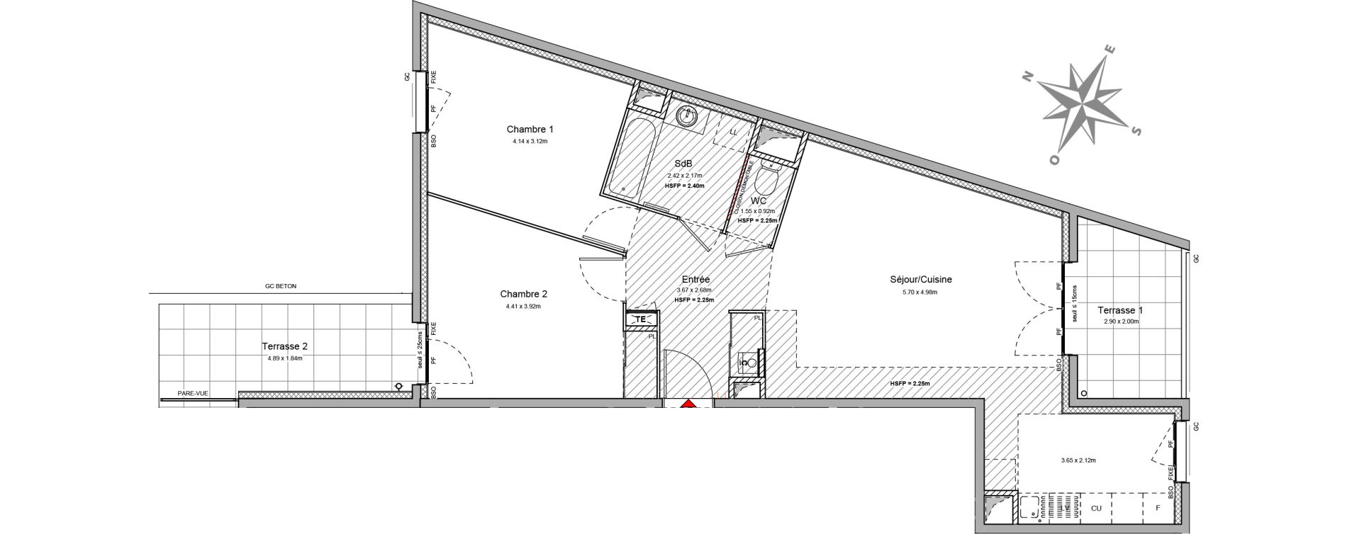 Appartement T3 de 70,77 m2 &agrave; Villeurbanne Buers - croix-luizet