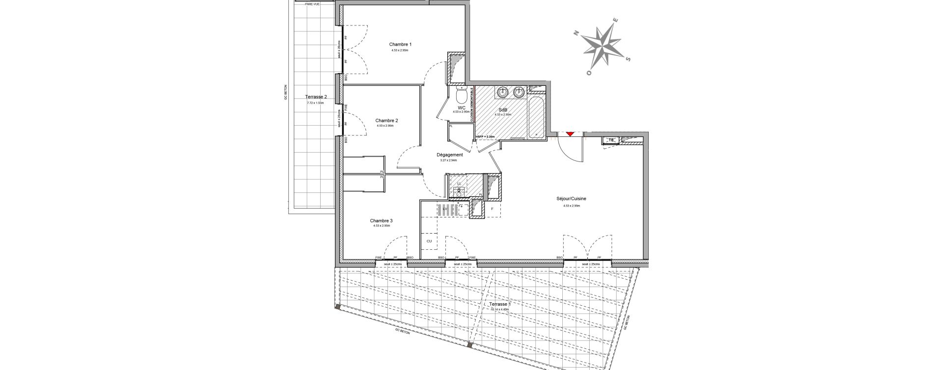 Appartement T4 de 74,71 m2 &agrave; Villeurbanne Buers - croix-luizet