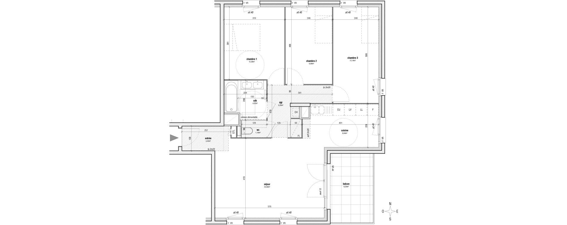 Appartement T4 de 81,52 m2 &agrave; Villeurbanne Gratte-ciel - dedieu - charmettes
