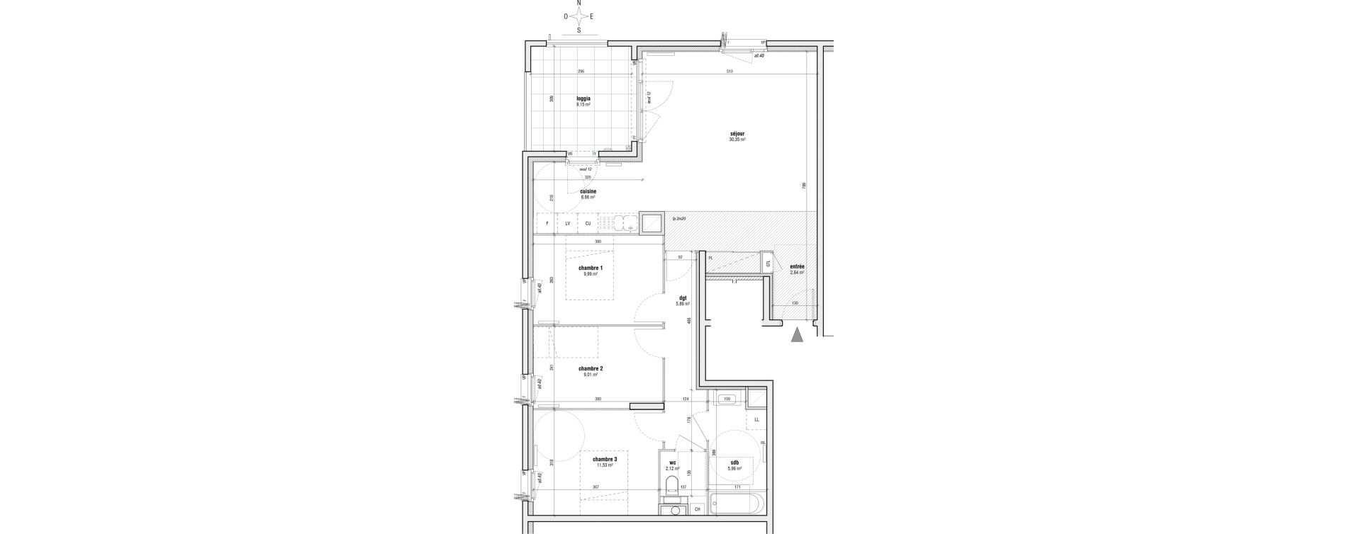 Appartement T4 de 84,16 m2 &agrave; Villeurbanne Gratte-ciel - dedieu - charmettes