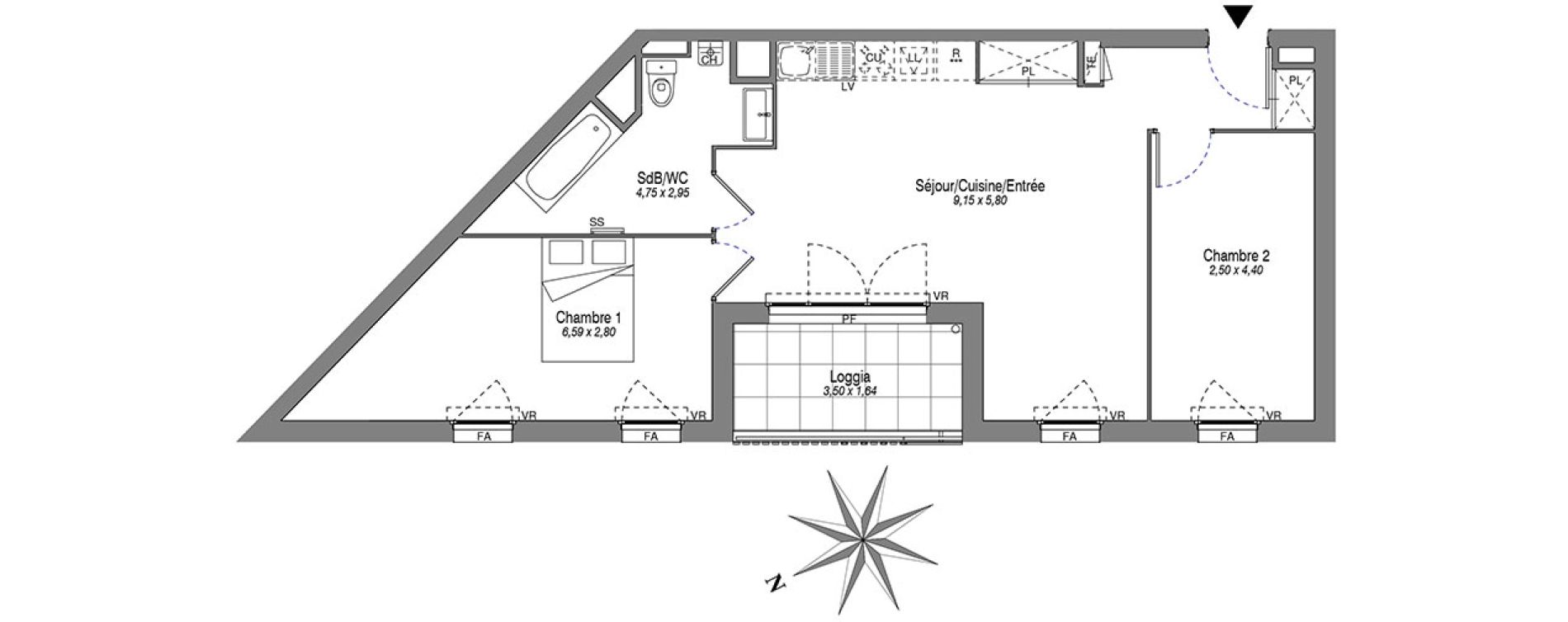 Appartement T3 de 65,03 m2 &agrave; Villeurbanne Buers - croix-luizet