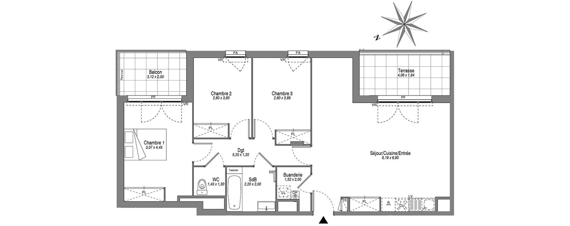 Appartement T4 de 80,08 m2 &agrave; Villeurbanne Buers - croix-luizet