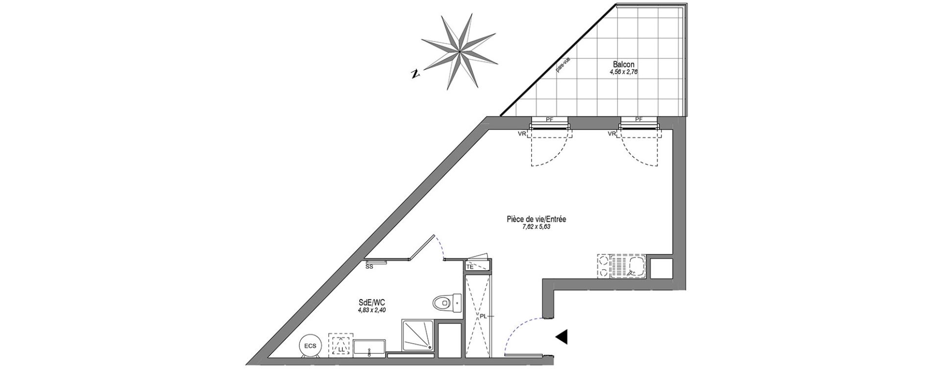 Appartement T1 de 32,87 m2 &agrave; Villeurbanne Buers - croix-luizet