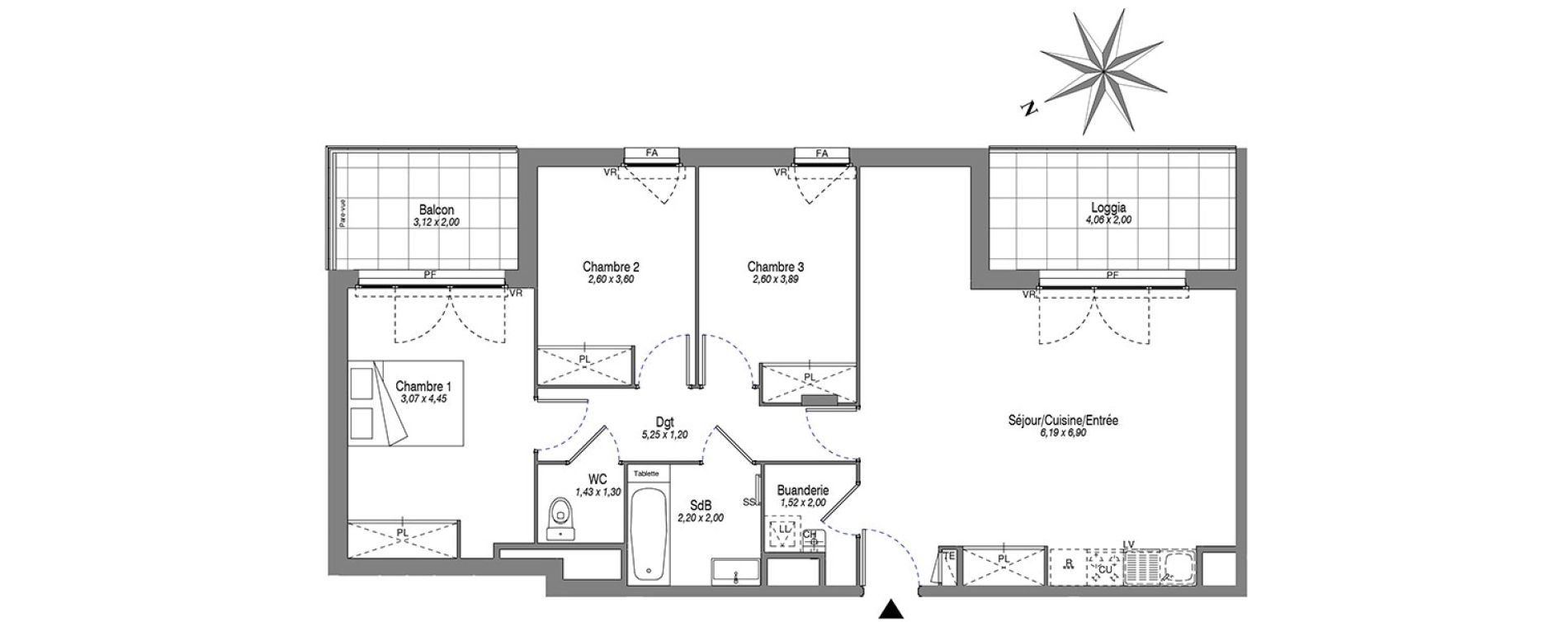 Appartement T4 de 80,27 m2 &agrave; Villeurbanne Buers - croix-luizet
