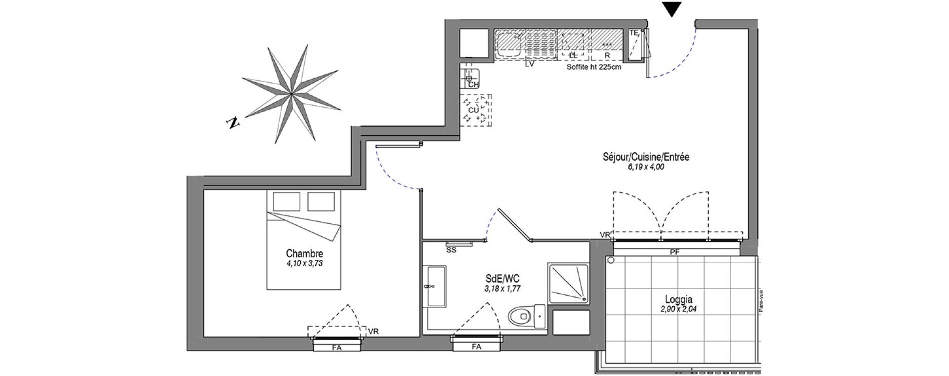 Appartement T2 de 40,17 m2 &agrave; Villeurbanne Buers - croix-luizet
