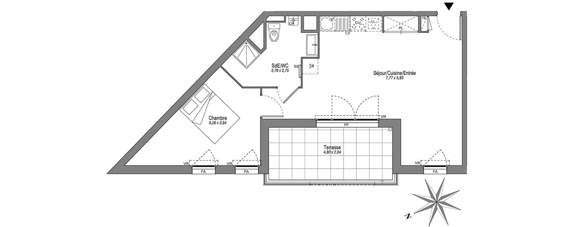 Appartement T2 de 48,05 m2 &agrave; Villeurbanne Buers - croix-luizet